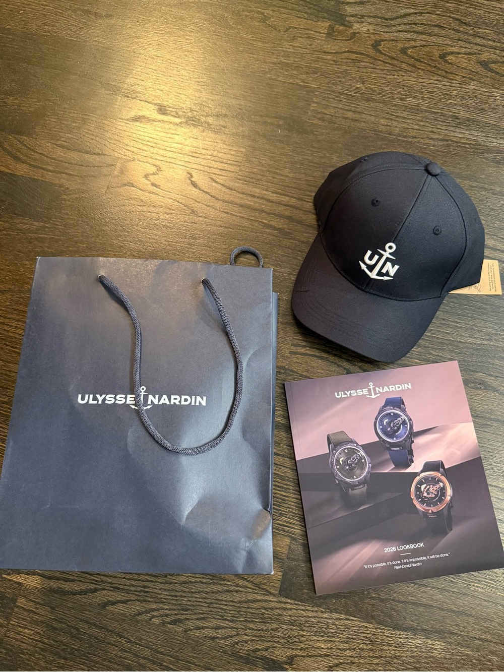 Ulysse Nardin Watch Men's Black Navy Anchor Cap & Magazine New